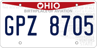 OH license plate GPZ8705