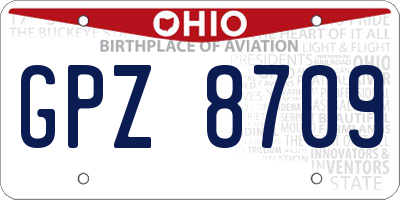 OH license plate GPZ8709