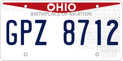 OH license plate GPZ8712