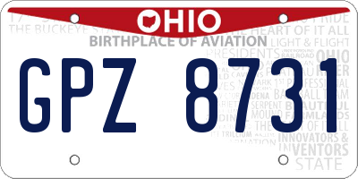 OH license plate GPZ8731