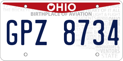 OH license plate GPZ8734