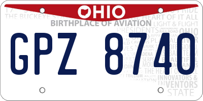 OH license plate GPZ8740