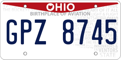 OH license plate GPZ8745