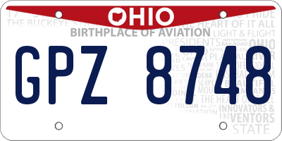 OH license plate GPZ8748