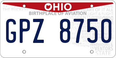 OH license plate GPZ8750