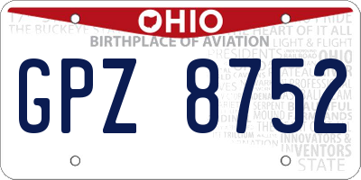 OH license plate GPZ8752