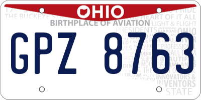 OH license plate GPZ8763