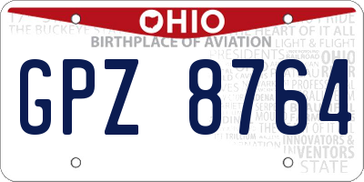 OH license plate GPZ8764
