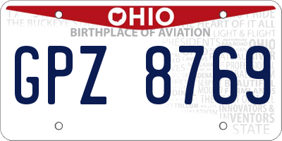 OH license plate GPZ8769