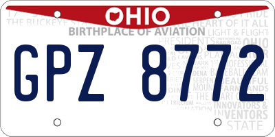 OH license plate GPZ8772