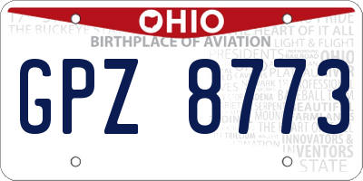OH license plate GPZ8773