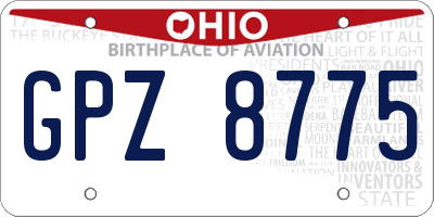 OH license plate GPZ8775