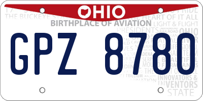 OH license plate GPZ8780