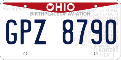 OH license plate GPZ8790