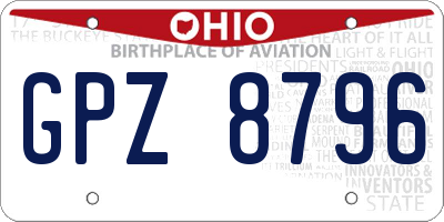 OH license plate GPZ8796