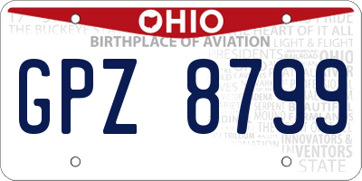 OH license plate GPZ8799