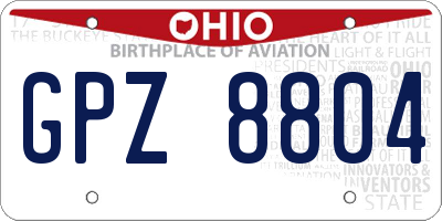 OH license plate GPZ8804