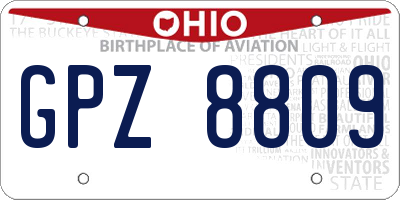 OH license plate GPZ8809
