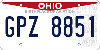 OH license plate GPZ8851