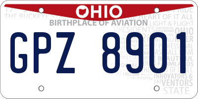 OH license plate GPZ8901