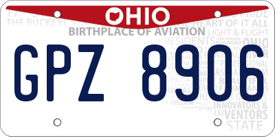 OH license plate GPZ8906