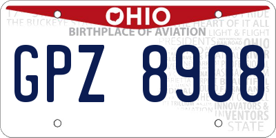 OH license plate GPZ8908