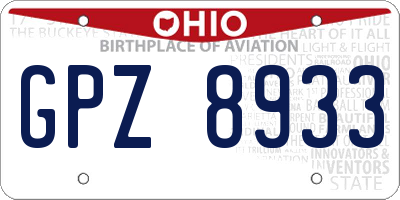 OH license plate GPZ8933