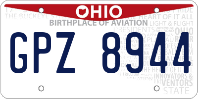 OH license plate GPZ8944