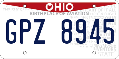 OH license plate GPZ8945