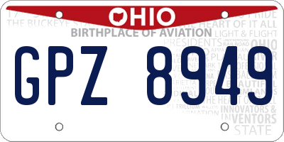 OH license plate GPZ8949