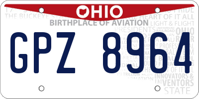 OH license plate GPZ8964