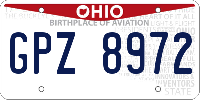OH license plate GPZ8972