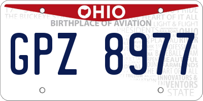 OH license plate GPZ8977