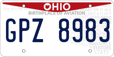 OH license plate GPZ8983