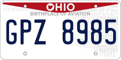 OH license plate GPZ8985