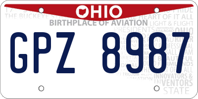OH license plate GPZ8987