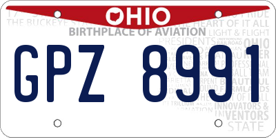 OH license plate GPZ8991