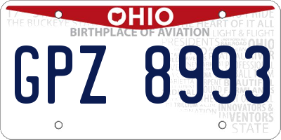 OH license plate GPZ8993