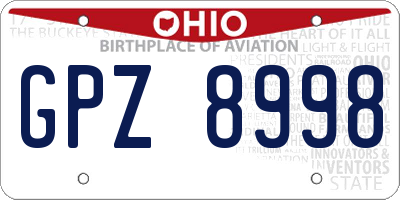 OH license plate GPZ8998