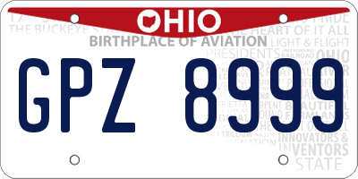 OH license plate GPZ8999