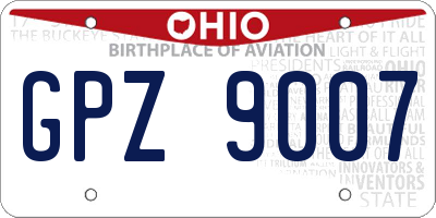 OH license plate GPZ9007