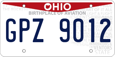 OH license plate GPZ9012