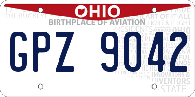 OH license plate GPZ9042