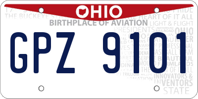 OH license plate GPZ9101