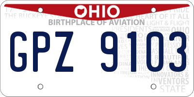 OH license plate GPZ9103