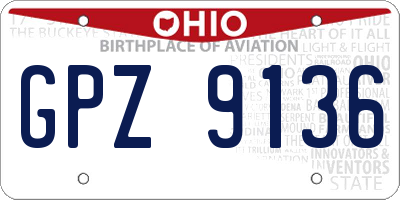 OH license plate GPZ9136