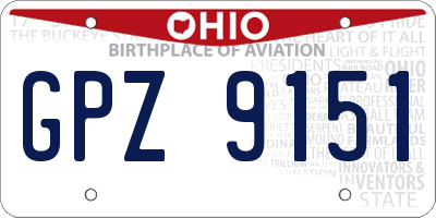 OH license plate GPZ9151