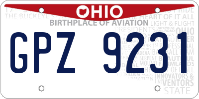 OH license plate GPZ9231
