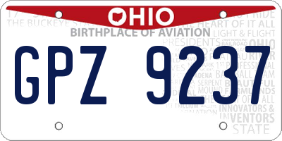 OH license plate GPZ9237