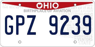 OH license plate GPZ9239